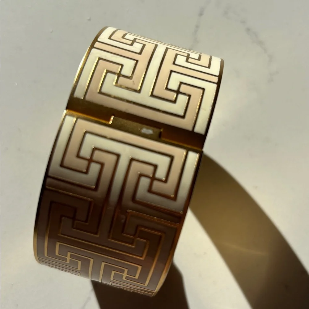 Spartina 449 Gold, cream and beige Geometric Bangle - Picture 5 of 5